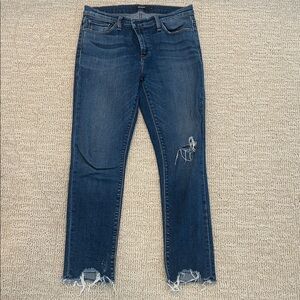 Hudson Jeans Dark Blue Distressed Ankle Jeans